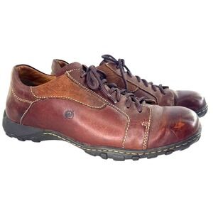 Born Leather Oxfords Mens 10.5 Brown M6259 Lace Up Casual Lug Sole Shoes